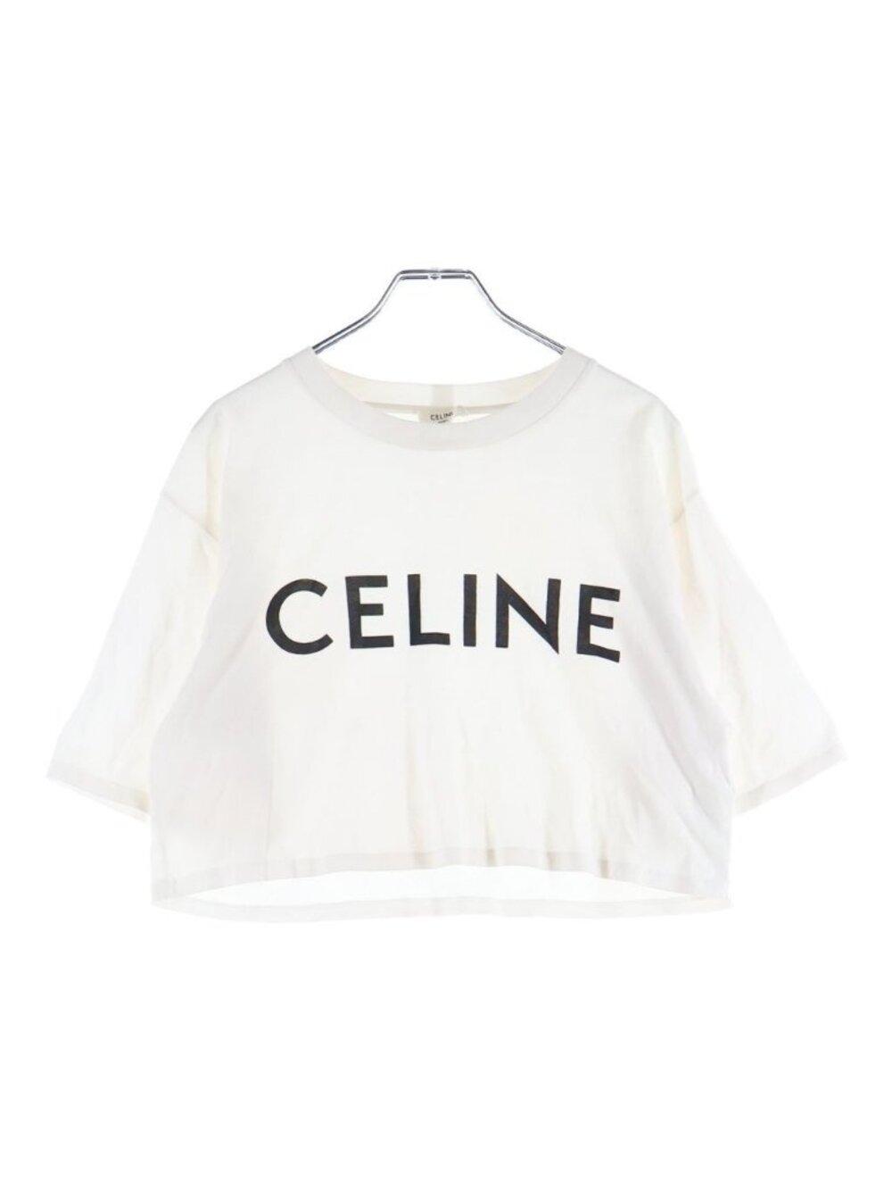 Celine Cropped T-Shirt Short Sleeve White
